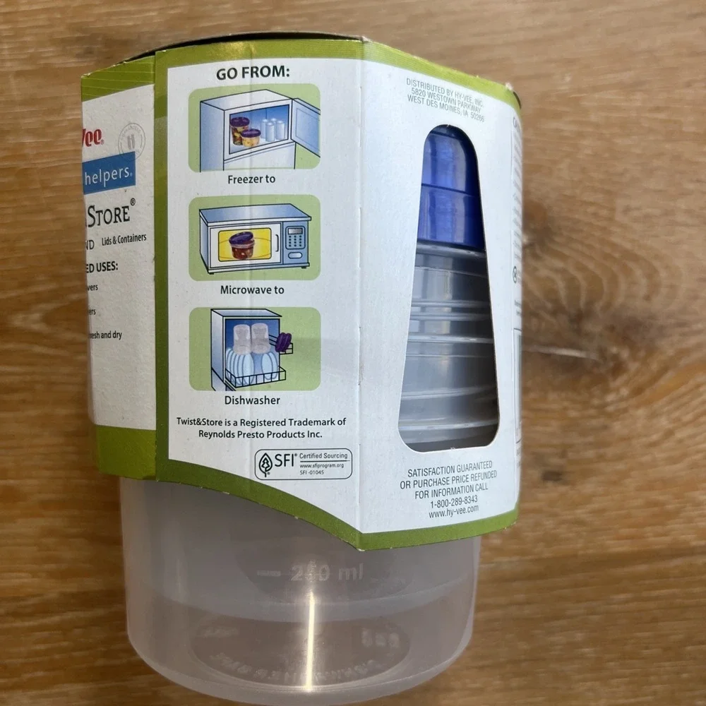 Twist & Store‎ Containers Small Round 3 Pack Containers With Lid 16 Oz New